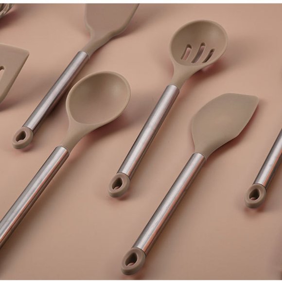 11 PCS Silicone Utensils Set Food Grade Steel Handle Nonstick Baking Cooking - Picture 2 of 5